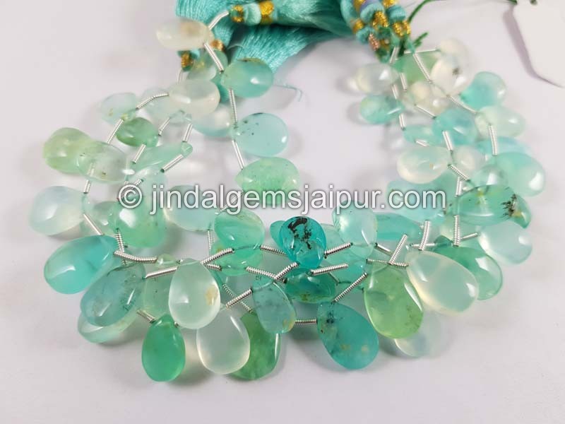 Natural Peruvian Blue Opal Smooth Pear Beads